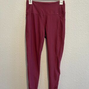 Mondetta Performance Luxury Leggings Maroon Red, Side Pockets, Size Small